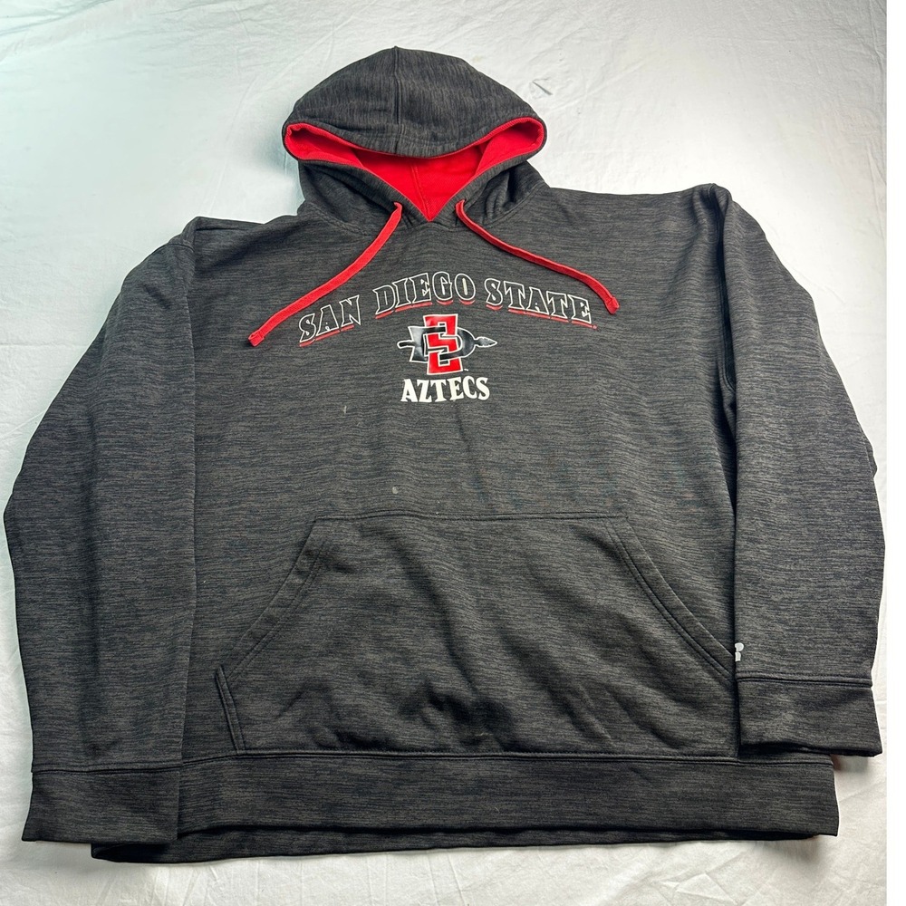 Russell Athletic San Diego State Aztecs SDSU Hoodie Mens XL Charcoal Gray Red